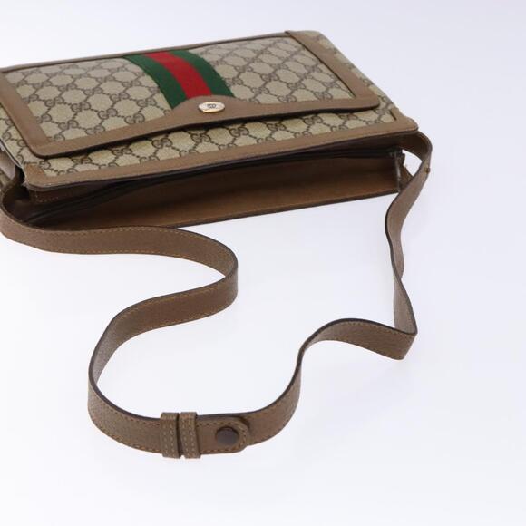 GUCCI GG Supreme Web Sherry Line Shoulder Bag Pvc Beige Gold Red - Picture 7 of 16